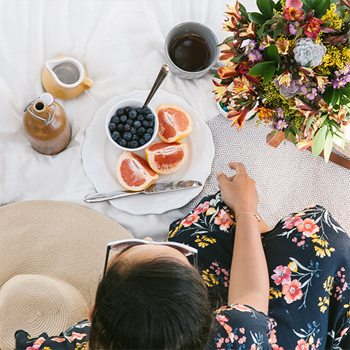 Picnic With A Mixed Floral Arrangement